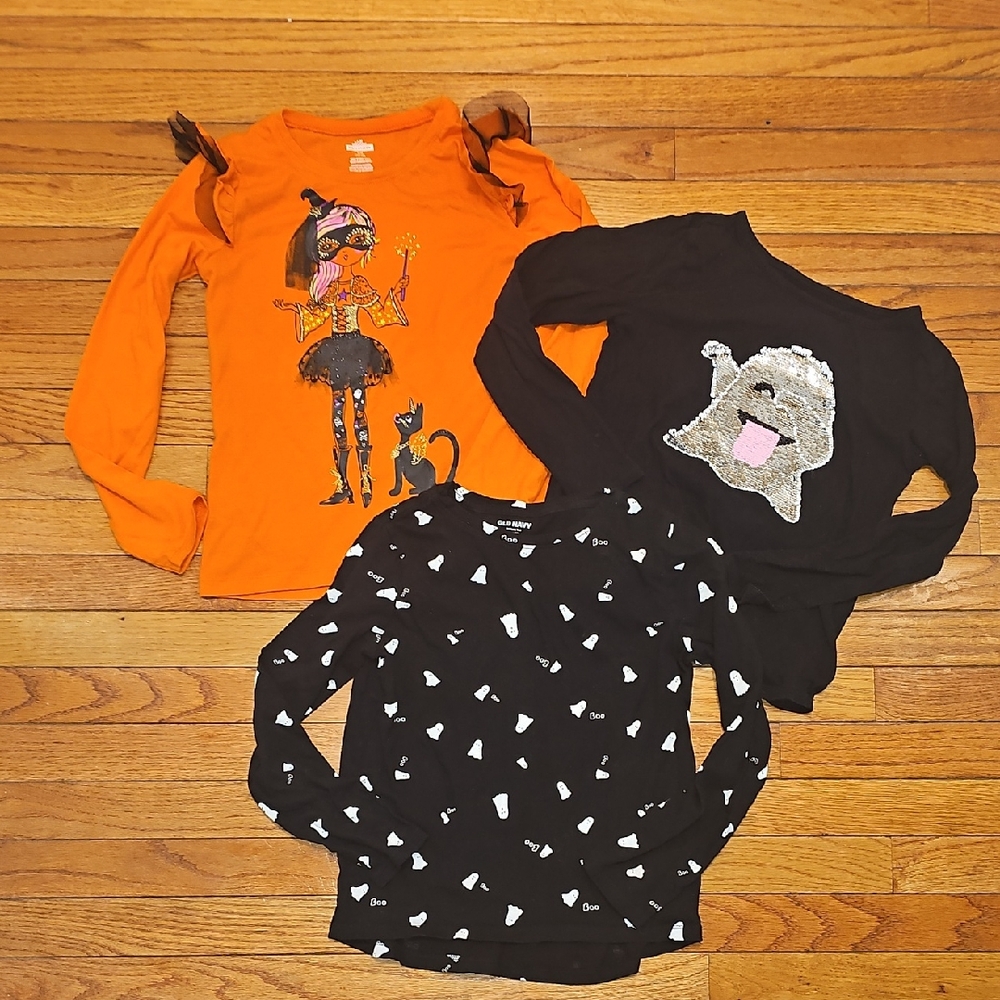 Girl's Halloween Long Sleeve Shirts Size 10/12 Ghost, Witch